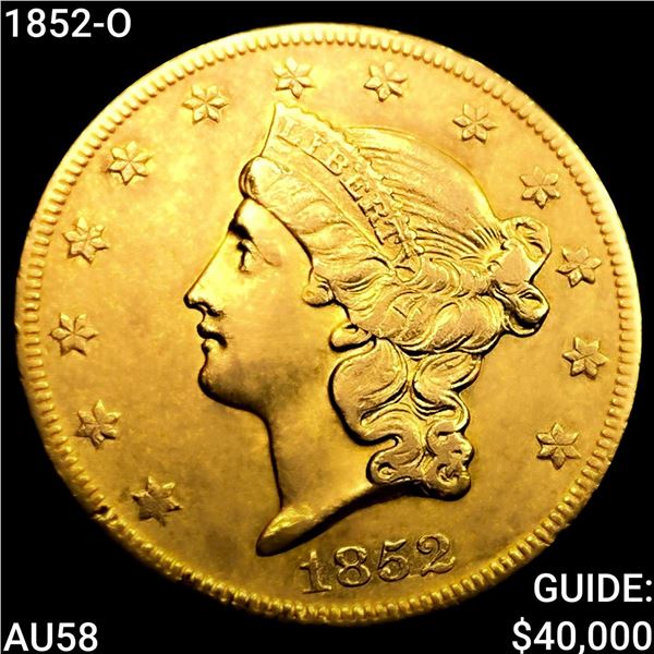1852-O $20 Gold Double Eagle CHOICE AU