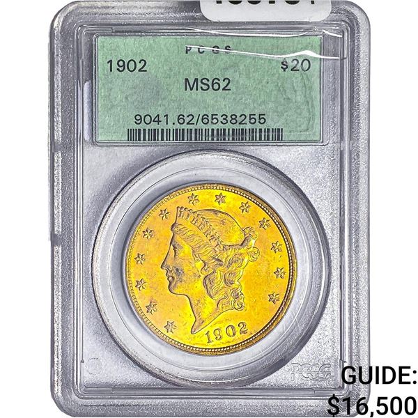 1902 $20 Gold Double Eagle PCGS MS62