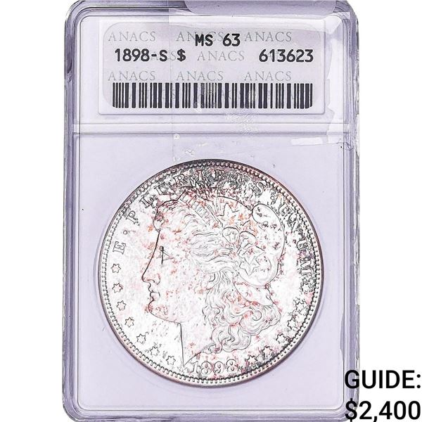 1898-S Morgan Silver Dollar ANACS MS63