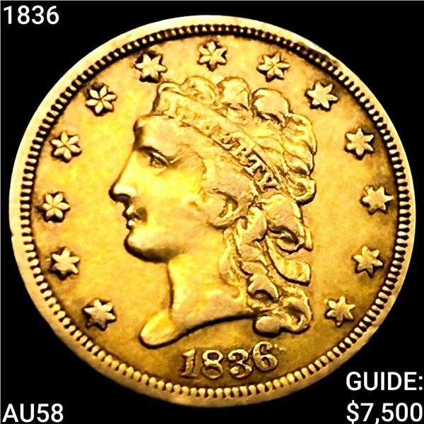 1836 $2.50 Gold Quarter Eagle CHOICE AU