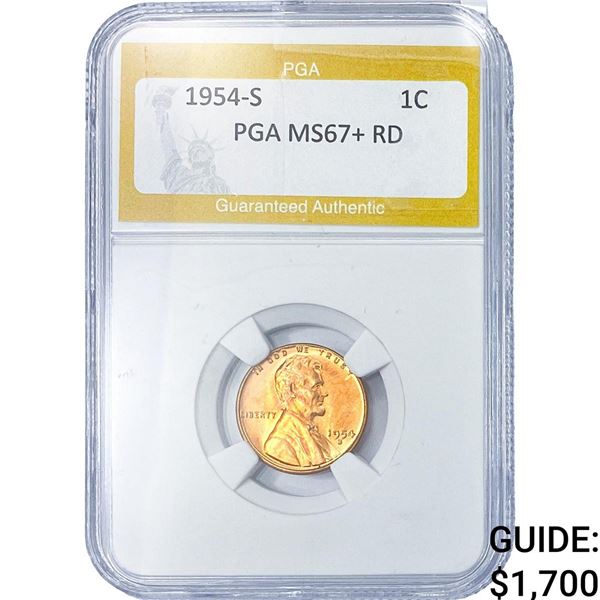 1954-S Wheat Cent PGA MS67+ RD
