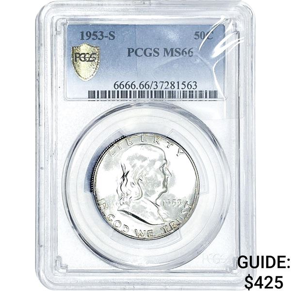 1953-S Franklin Half Dollar PCGS MS66