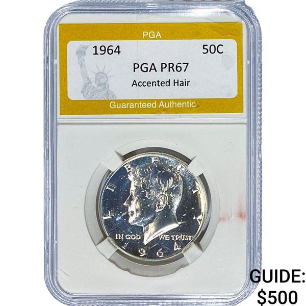 1964 Kennedy Half Dollar PGA PR67 Accented  Hair