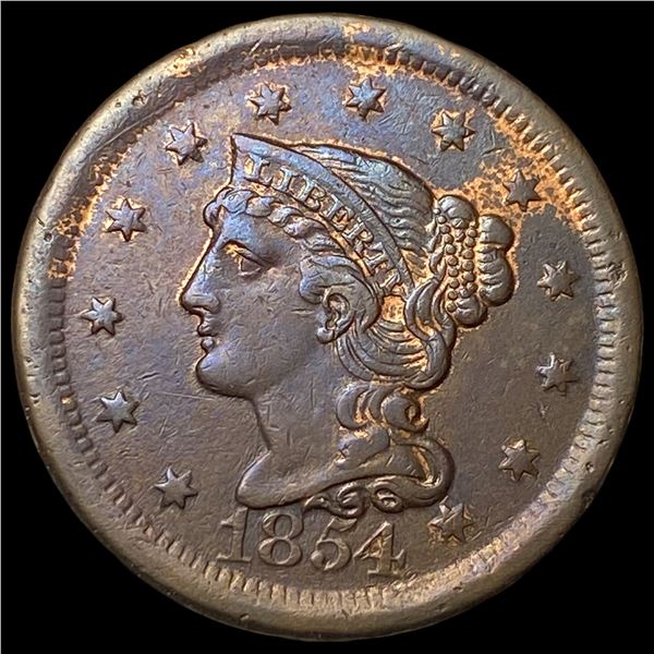 1854 Braided Hair Large Cent CLOSELY  UNCIRCULATED