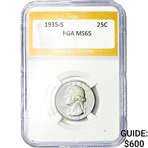 1935-S Washington Silver Quarter PGA MS65