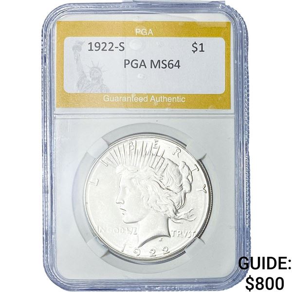 1922-S Silver Peace Dollar PGA MS64