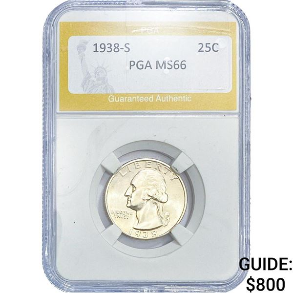 1938-S Washington Silver Quarter PGA MS66