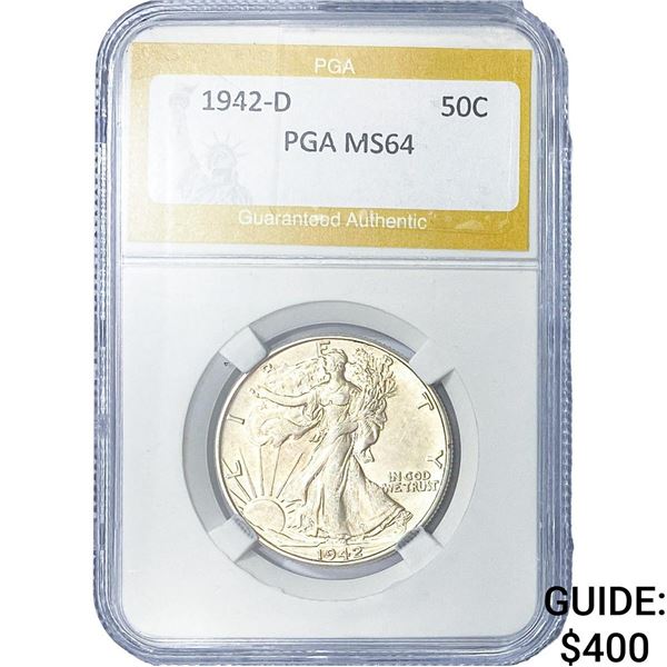 1942-D Walking Liberty Half Dollar PGA MS64
