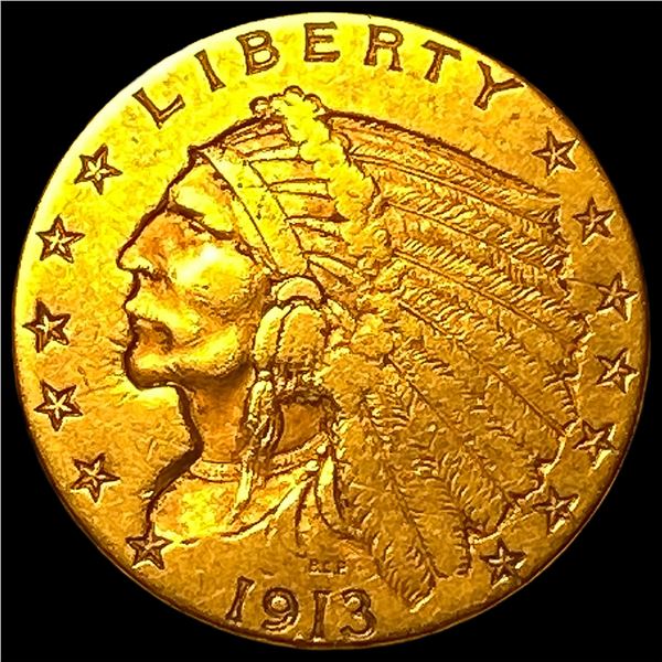 1913 Indian Head Gold $2.50 Quarter Eagle  ABOUT UNCIRCULATED