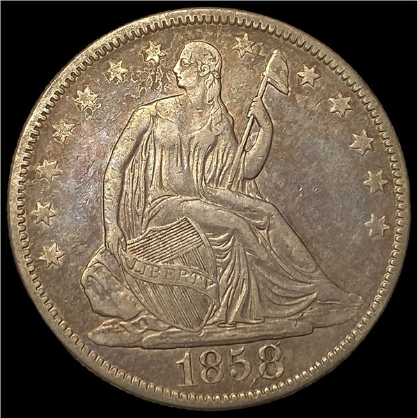 1858 Seated Liberty Half Dollar NEARLY  UNCIRCULATED