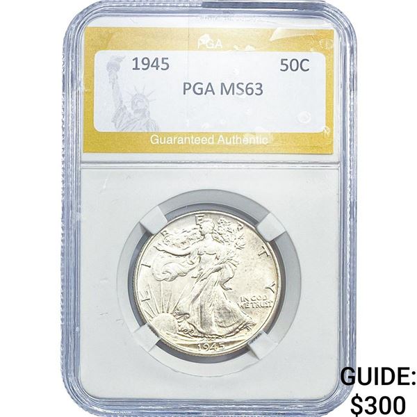 1945 Walking Liberty Half Dollar PGA MS63