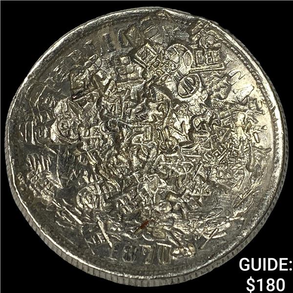 Mexico Silver 1 Peso Punch Marked NEARLY  UNCIRCULATED
