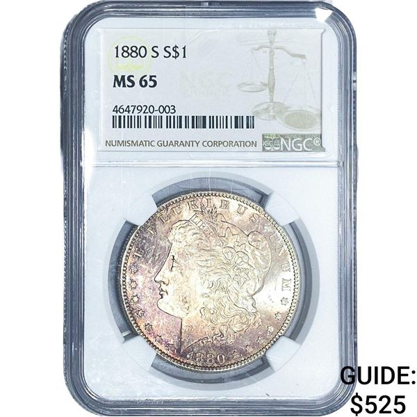 1880-S Morgan Silver Dollar NGC MS65