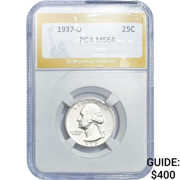 1937-D Washington Silver Quarter PGA MS64