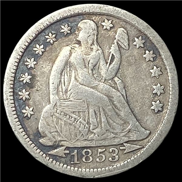 1853 Arrows Seated Liberty Dime LIGHTLY  CIRCULATED