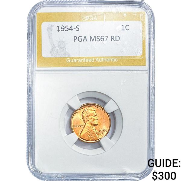1954-S Wheat Cent PGA MS67 RD