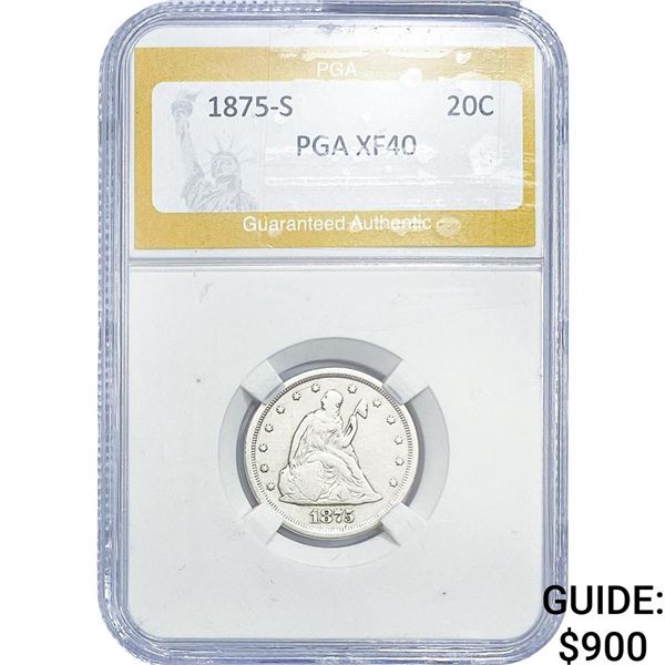 1875-S Twenty Cent Piece PGA XF40