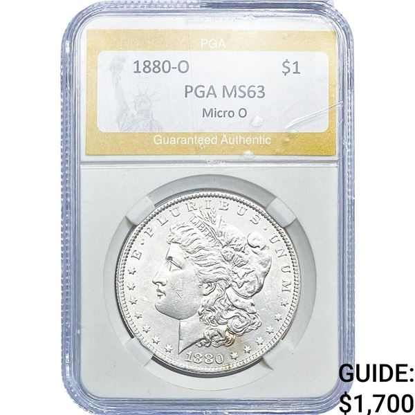1880-O Morgan Silver Dollar PGA MS63 Micro O