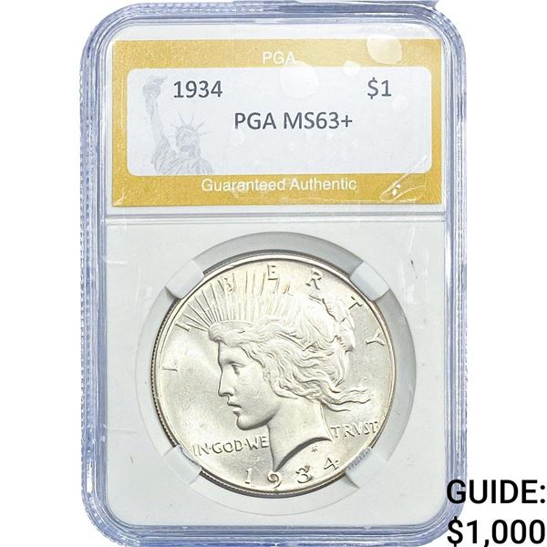 1934 Silver Peace Dollar PGA MS63+