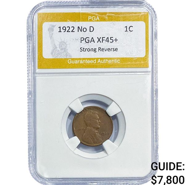 1922 No D Wheat Cent PGA XF45+ Strong Reverse