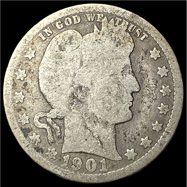 1901-O Silver Barber Quarter NICELY  CIRCULATED