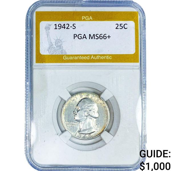 1942-S Washington Silver Quarter PGA MS66+