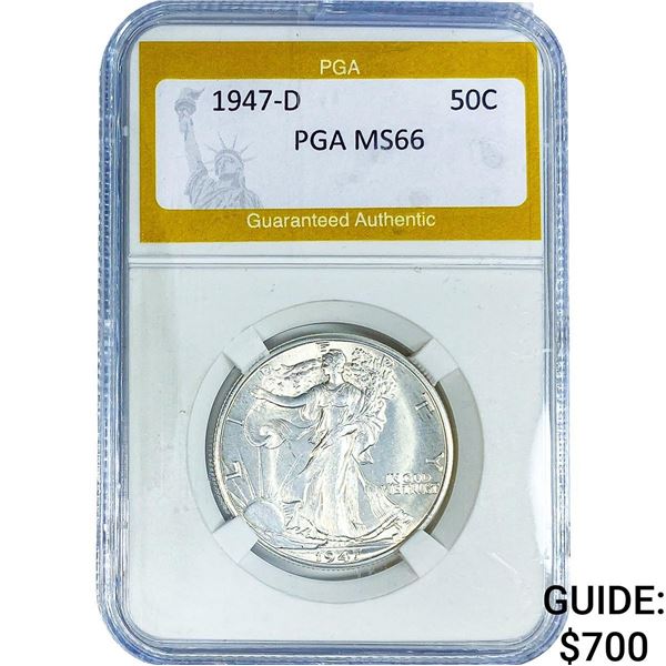 1947-D Walking Liberty Half Dollar PGA MS66