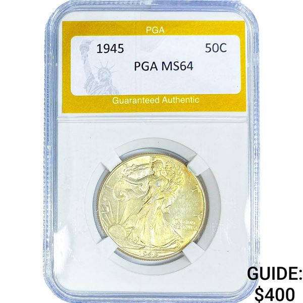 1945 Walking Liberty Half Dollar PGA MS64