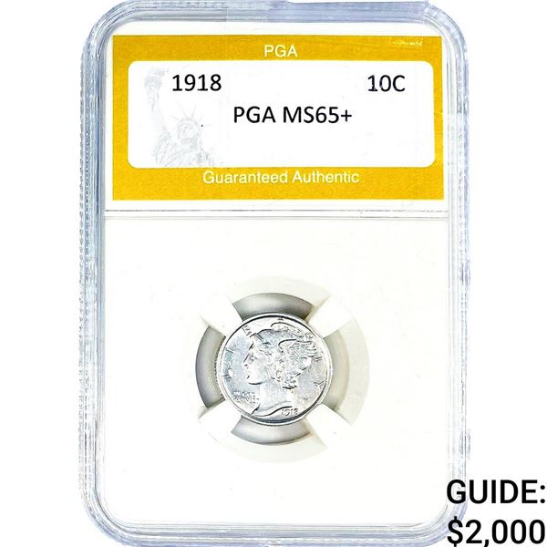 1918 Mercury Silver Dime PGA MS65+