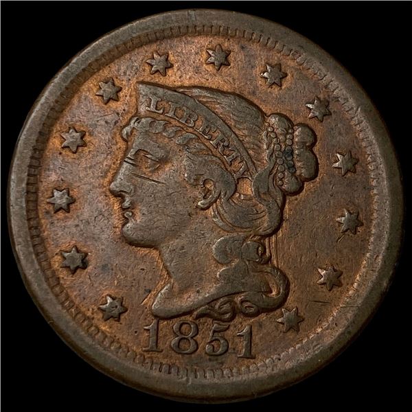 1851 Braided Hair Large Cent NEARLY  UNCIRCULATED