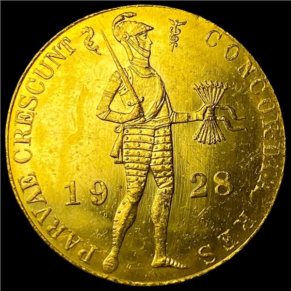 1928 Netherlands Gold 1 Ducat .1106oz UNCIRCULATED