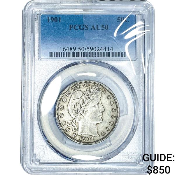 1901 Barber Half Dollar PCGS AU50