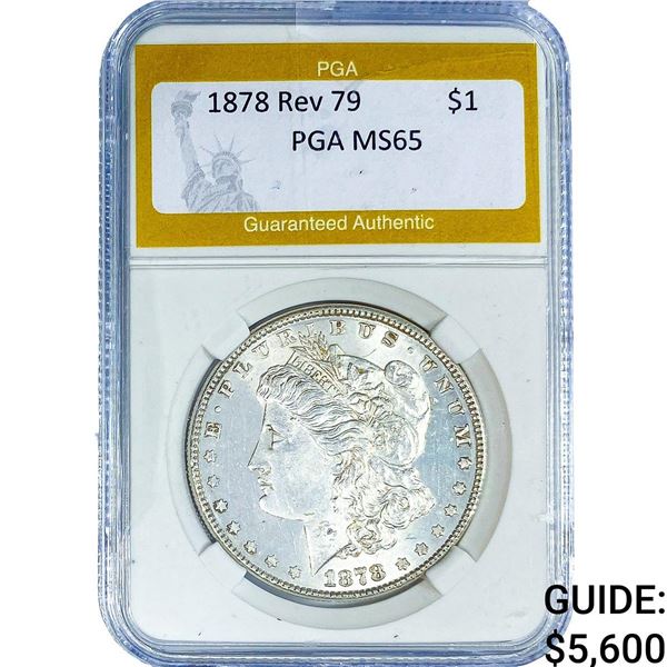 1878 Rev 79 Morgan Silver Dollar PGA MS65