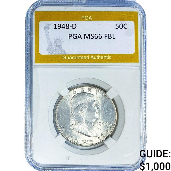 1948-D Franklin Half Dollar PGA MS66 FBL