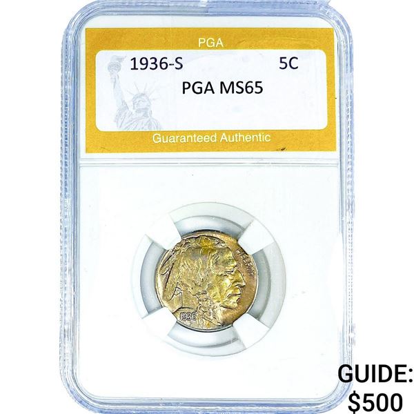 1936-S Buffalo Nickel PGA MS65