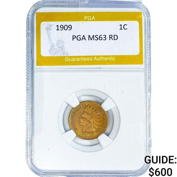 1909 Indian Head Cent PGA MS63 RD