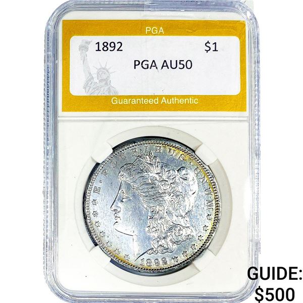 1892 Morgan Silver Dollar PGA AU50