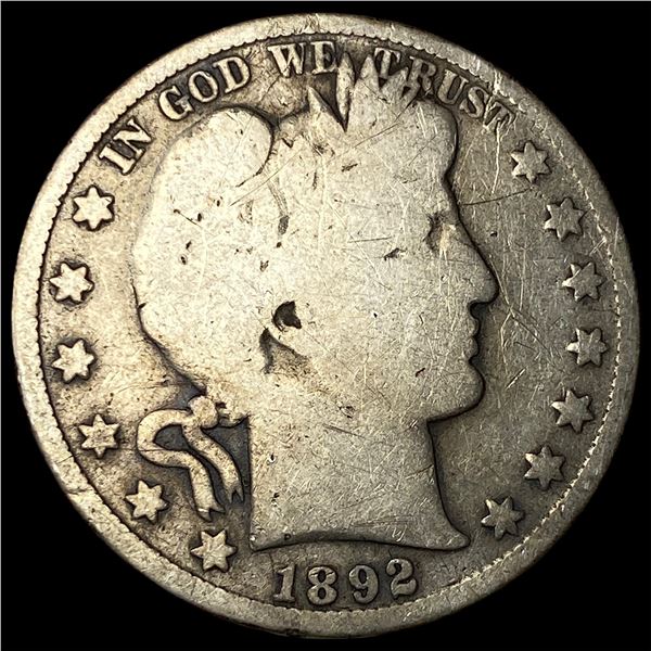 1892 Silver Barber Half Dollar NICELY  CIRCULATED