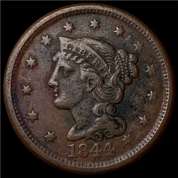 1844 Braided Hair Large Cent CLOSELY  UNCIRCULATED
