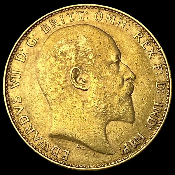 1908-P Australia Gold Sovereign Ed. VII .2355oz CLOSELY UNCIRCULATED