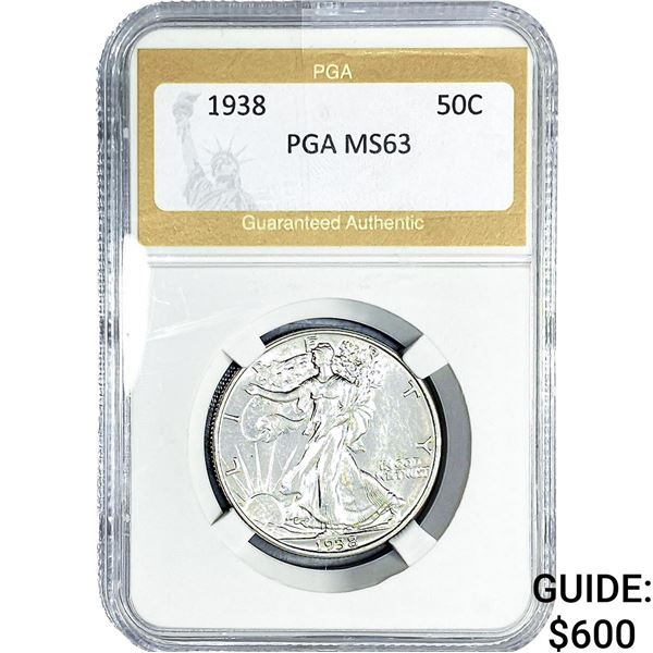 1938 Walking Liberty Half Dollar PGA MS63