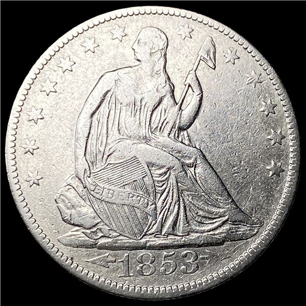 1853 Arrows/Rays Seated Liberty Half Dollar  LIGHTLY CIRCULATED
