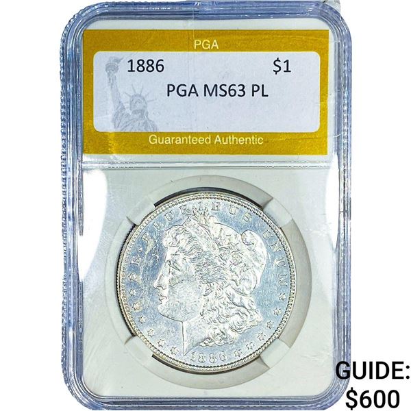 1886 Morgan Silver Dollar PGA MS63 PL