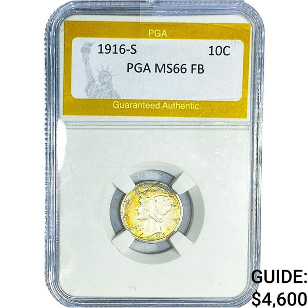 1916-S Mercury Silver Dime PGA MS66 FB