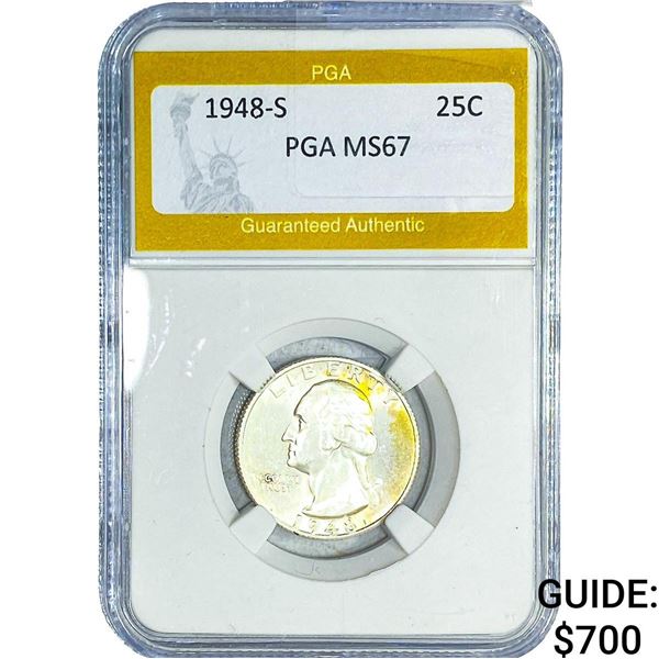 1948-S Washington Silver Quarter PGA MS67