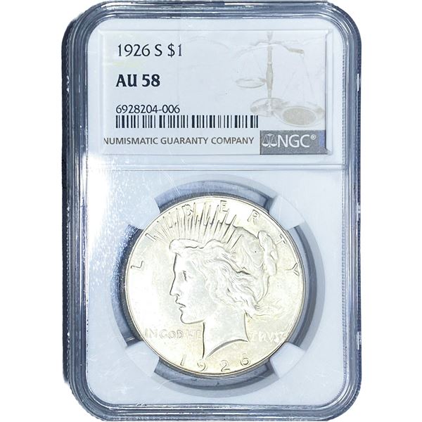 1926-S Silver Peace Dollar NGC AU58