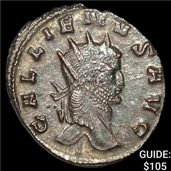 Roman Gallienus 253-268 AD BI Dbl Denarius  CHOICE AU