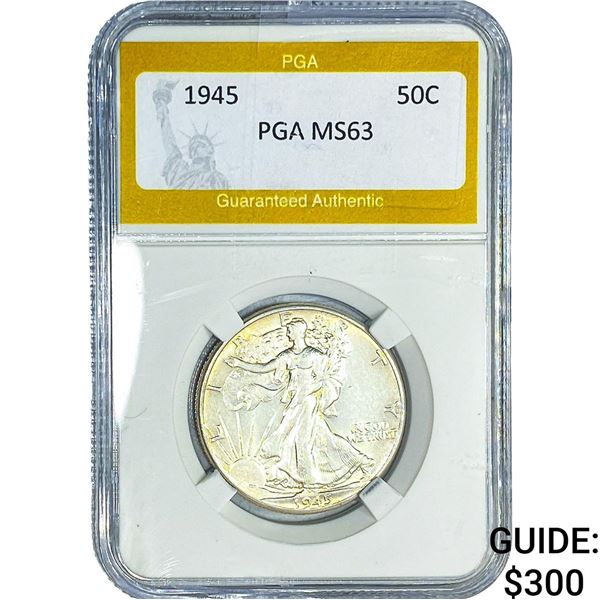 1945 Walking Liberty Half Dollar PGA MS63
