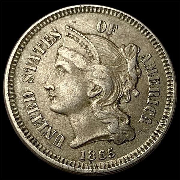 1865 Nickel Three-Cent Piece NEARLY  UNCIRCULATED