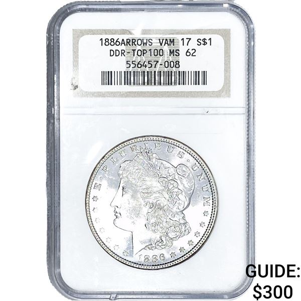 1886 Morgan Silver Dollar NGC MS62 VAM-17 DDR